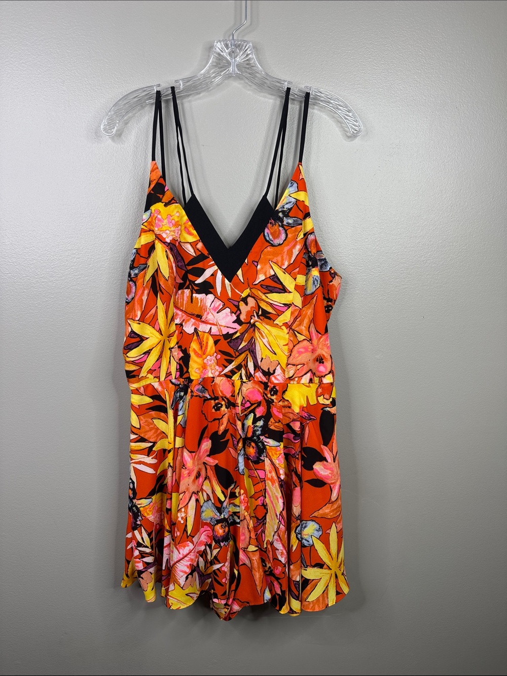 Gianni Bini Tropical Floral Spaghetti Strap Romper Multicolor Women's XL